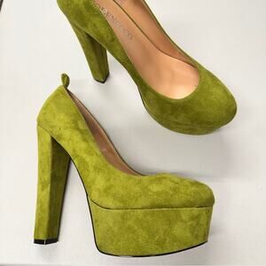Modencoco Green Faux Leather Platform Heels Womens 11 Pumps Classic